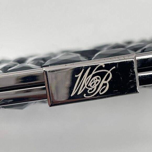 White House Black Market Black Faceted Beaded Evening Clutch Hard Case - Picture 8 of 11